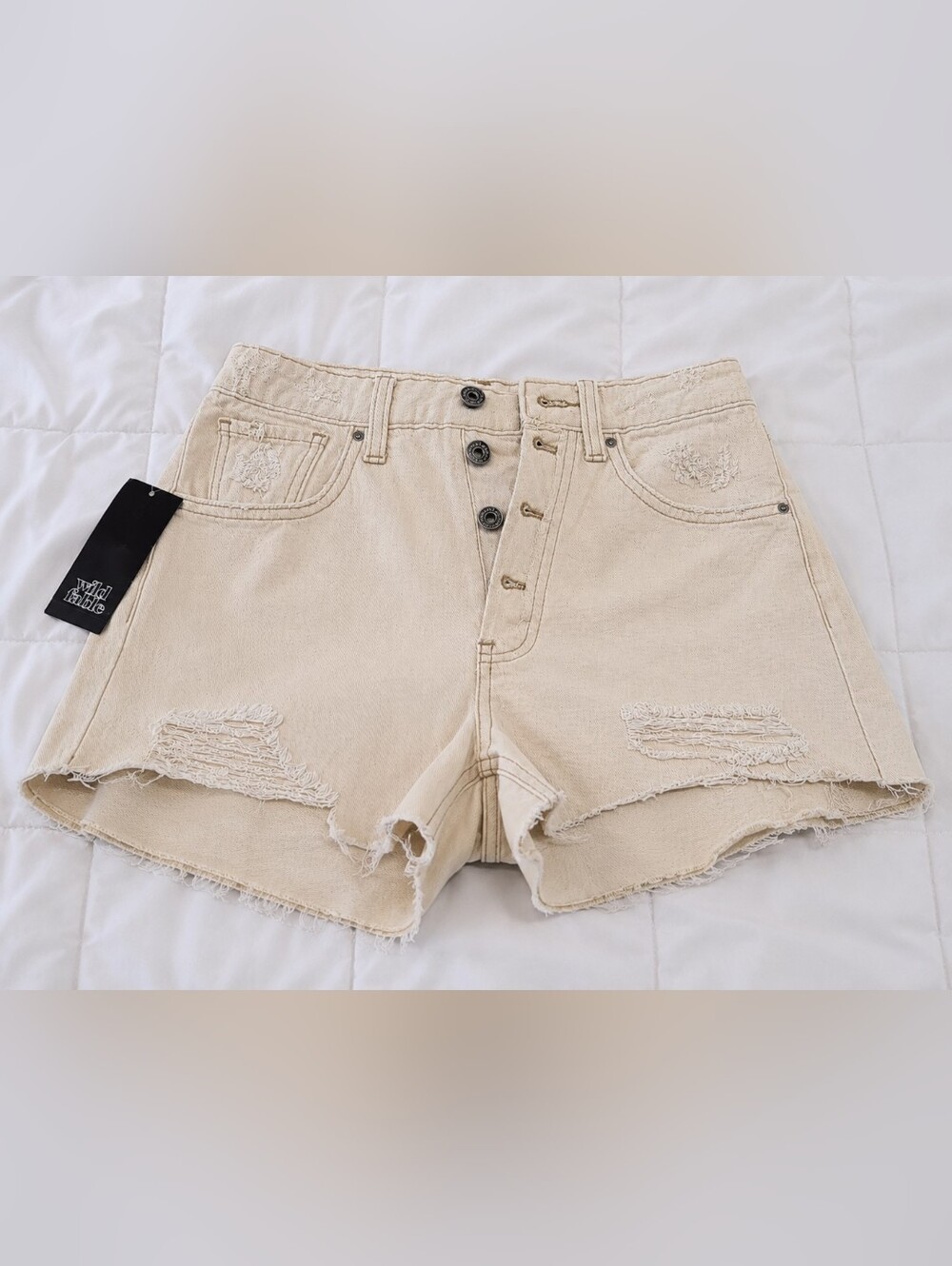 Wild Fable Highest Rise Cutoff Shorts Women's Size 0 Cream Distressed NWT